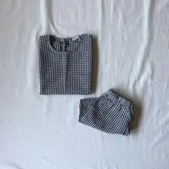 韓国子供服 LINDO ギンガムチェックセットアップ