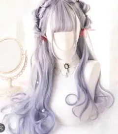 シーイン　ロングカール　ウィッグ　シルバーパープルミックス　コスプレ　ロリータのサムネイル