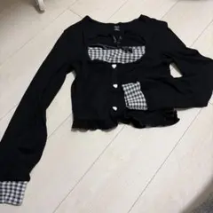 SHEIN 長袖 トップス ブラック チェック柄のサムネイル