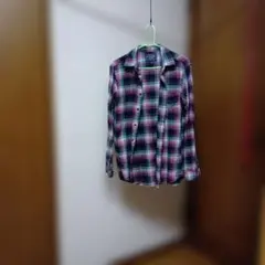 【ユニクロ】長袖 ネルシャツ チェック Mサイズ　FLANNEL　中古品