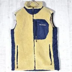 美品✨️コロンビア ボアフリース ベスト 防風 オムニウインド ベージュ×紺 L