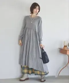 ニコアンド　アソートレングスクルーネックワンピース