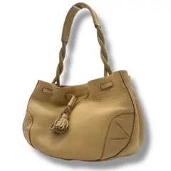 コールハーン ハンドバッグ トート 腕掛け レザー ベージュ タッセル 巾着型