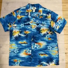 Tropical Essence/ハワイ製アロハシャツ 90‘s ブルー 美品のサムネイル