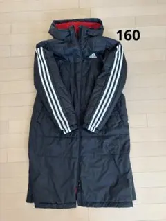 【美品】adidas ベンチコート 160フード付き ブラック