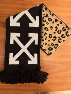 off-white リバーシブルマフラー ヒョウ柄