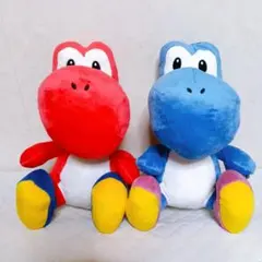 スーパーマリオ 特大サイズぬいぐるみ 　おすわりヨッシー あか あおのサムネイル