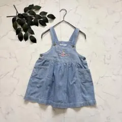 B88✾ファミリア✾ジャンパースカート【110】デニム/刺繍/綿100%/ブルー