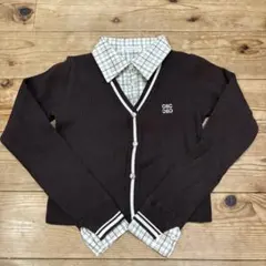 NICE CLAUP チェック柄シャツ付きカーディガン F