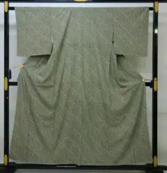 K訳あり未使用品 小紋 ペイズリー柄 仕付け糸付き 緑系■N81005-18