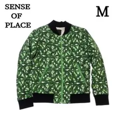SENSE OF PLACE　ジップアップジャケット　M　グリーン系　リーフ柄