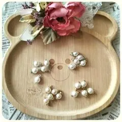 コットン・ホワイト・オフホワイト　ロンデルつきパール風エンドハーツ　２０個