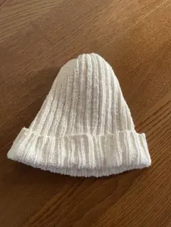 アイボリー リブ編み ニット帽