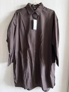 UNIQLO オーバーサイズ シャツワンピース ダークブラウン M 新品タグ付き