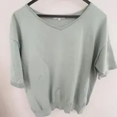 GLOBAL WORKグローバルワーク Vネック　ニット　ミントグリーンM