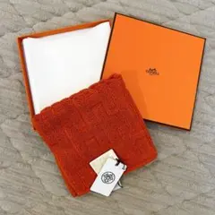 未使用◇エルメス カレ タオル ハンドタオル コットン オレンジ 箱付