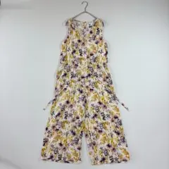 キャミワンピース オールインワン サロペット ノースリーブ 花 レーヨン 洗えるのサムネイル