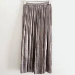 美品 s0682【ナノユニバース】シャイニーロングプリーツスカート ウエストゴム