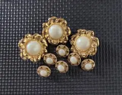 ヴィンテージ風 パール調 花ボタン まとめ売り ゴールド