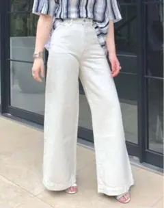 極美品 inscrire ホワイト ワイドデニム