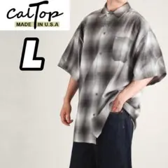 新品未使用 CALTOP キャルトップ 半袖チェックシャツ グレー L