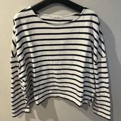 ドロップショルダー ボーダーロンＴKobo Lettuce ストライプ長袖