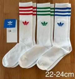 新品　アディダス　22-24cm ソリッド　クルーソックス　3色セット