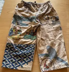 151 ハンドメイド　手ぬぐい　柿渋染め　ステテコ　Lサイズ 干支猿　ダルマ