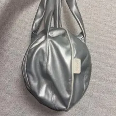 シルバー 合成皮革 ラウンド型ハンドバッグ y3k,grunge.y2k