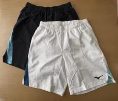 Mizuno テニス用 ゲームパンツ(ハーフパンツ) ブラック/ホワイト セット