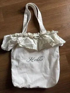 Hello フリル トートバッグ ホワイトのサムネイル