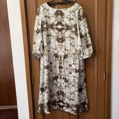 [美品]ensuite フラワープリント 七分袖　 チュニックワンピース