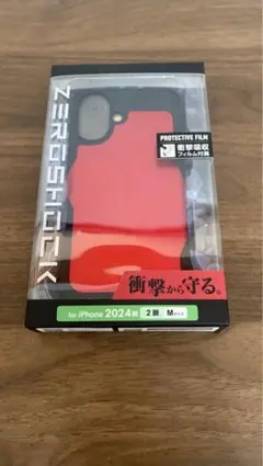 ELECOM iPhone16 ZEROSHOCK レッド