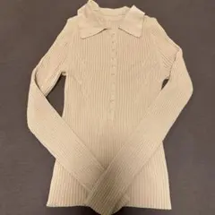 ZARA リブ編み 長袖トップス ベージュ
