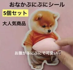 新品未使用 立体ぷにぷに 柴犬シール 5枚セット おなかぷにぷに ⑤