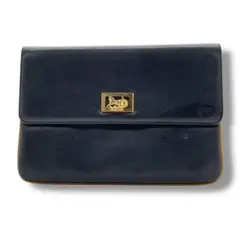 超希少！　セリーヌ　オールレザー　クラッチ　バッグ　セカンド　馬車金具　ゴールド