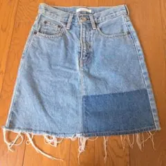 MOUSSY デニムミニスカート 切りっぱなし パッチワーク