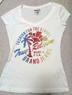 True Religion ホワイト キラキラTシャツ