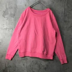 B1581古着　トレーナー　スウェット　ピンク　無地　90s Y2K
