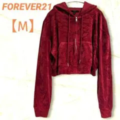 古着　FOREVER21　パーカー　【М】　ベロア　ボルドー　クロップド　yk2