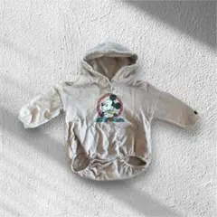 (美品)ミッキーマウス フード付きロンパース 70