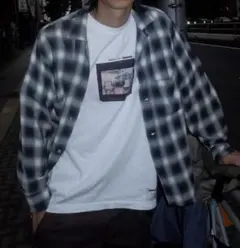 60s towncraft レーヨンシャツ　オンブレチェック　ブラック×ホワイト