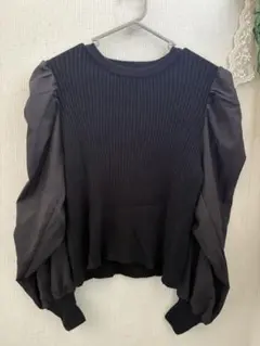 RETRO GALLERY ブラックニットトップス フリーサイズ