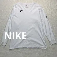 90s NIKE 白タグ ロンT XL 刺繍ロゴ 袖プリント 白 アーカイブ