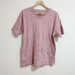 一点もの❣️Lee ピンク Vネック Tシャツ【L】半袖 トップス シンプル
