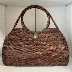 ほぼ未使用品 LUCCI ルッチ イタリア製 天然素材×本革 ハンドバッグ 