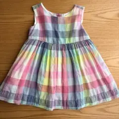 babyGAP 80cm ワンピース チェック柄 パステルカラー ノースリーブ