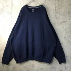 B1723古着　トレーナー　スウェット　紺　無地　90s Y2K