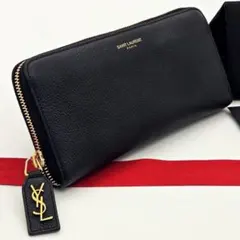 イヴサンローラン 長財布 プル YSL カサンドラ レザー A165 ブラック