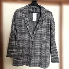 新品 クリア チェック柄 ポリエステルジャケット Fサイズ
